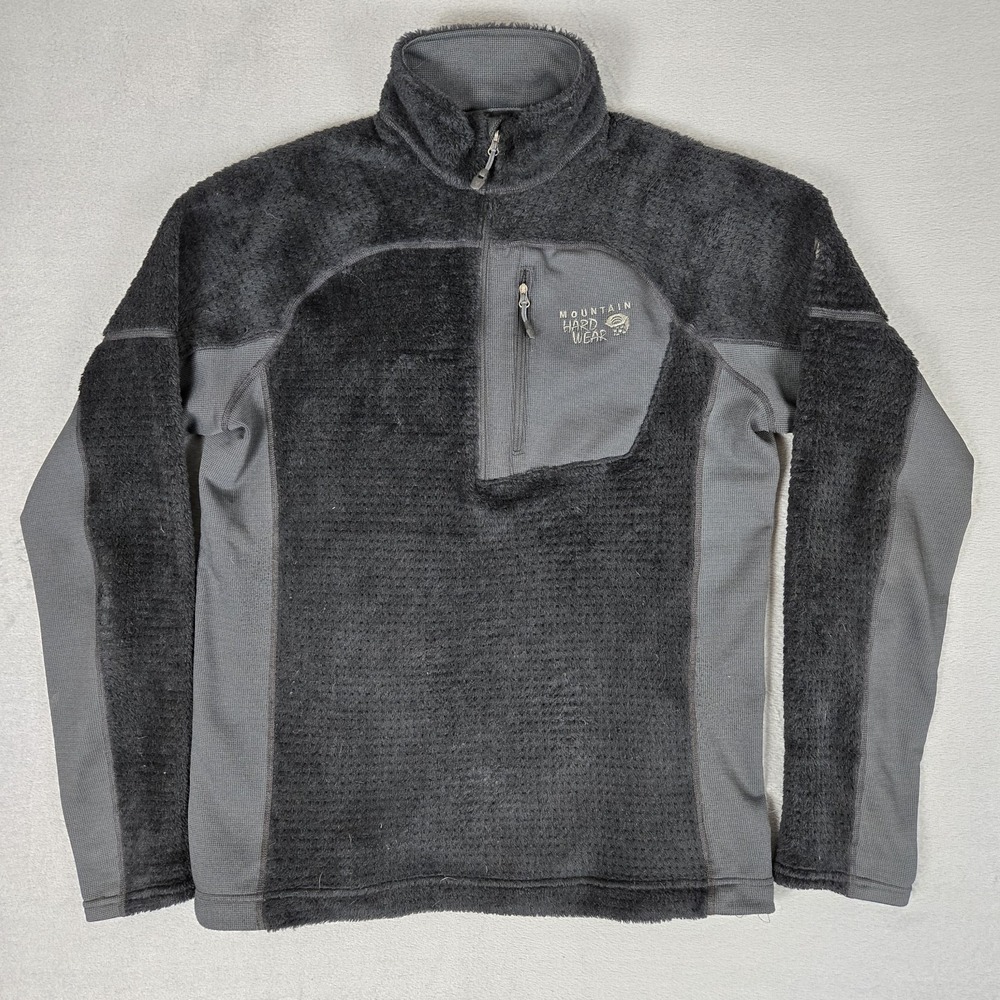Mountain Hardwear Monkey Man Pullover Mens Medium Black Grid Fleece 1/4 Zip Hike